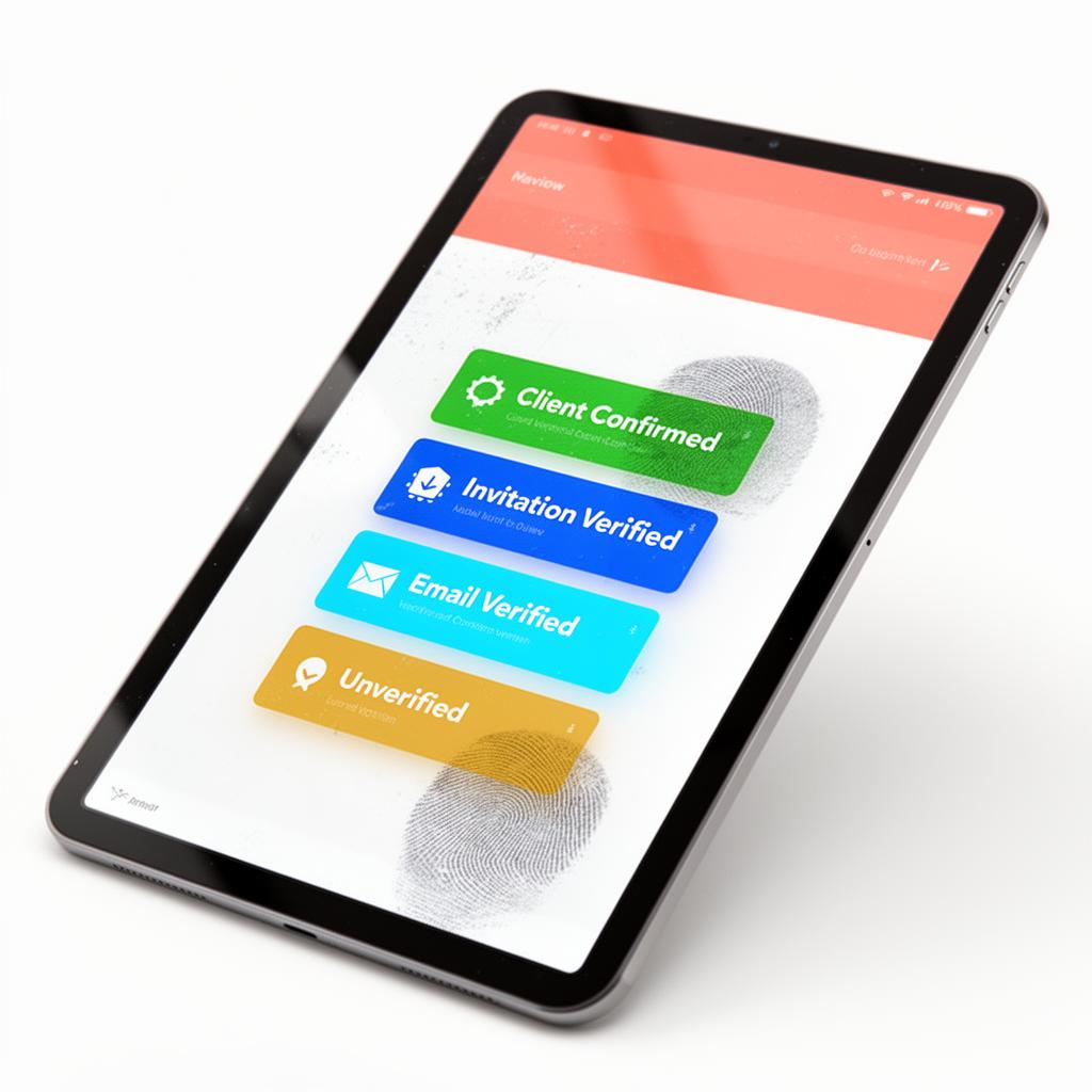 Verification badges on tablet